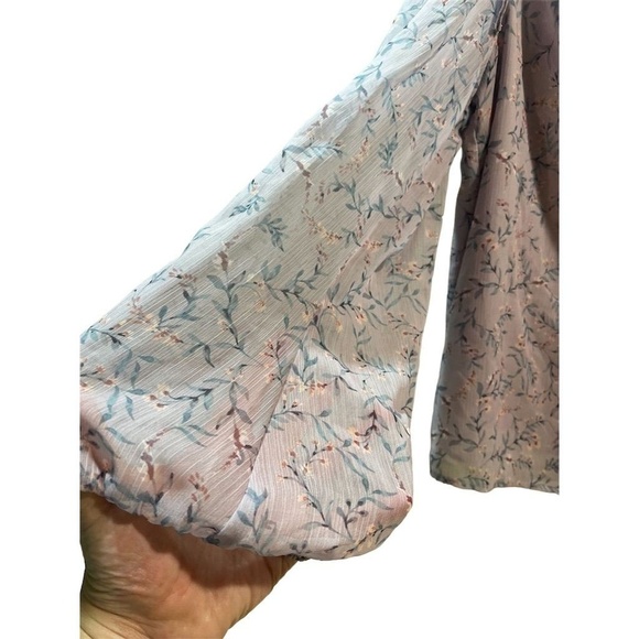 Greylin Women's Floral V-Neck Blouse Purple Long Sleeve Size L - Picture 15 of 16